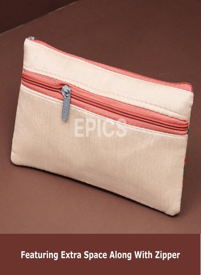 Epics (Pack Of 15 Embroidery Mix Flower Designed Wedding Return Gift Women Wholesale Bridal Traveling potli Bag with Zipper for Ladies Shagun Purse Gifting Haldi Mehandi. - Image 2